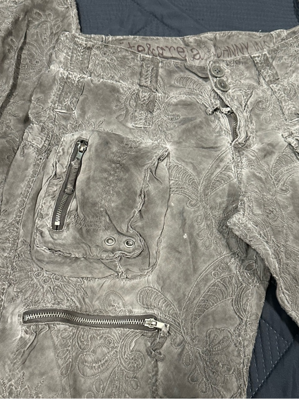 Unisex Johnny Was Pete & Greta Gray Cargo Pants with lots of Pockets size 0 - Picture 12 of 14